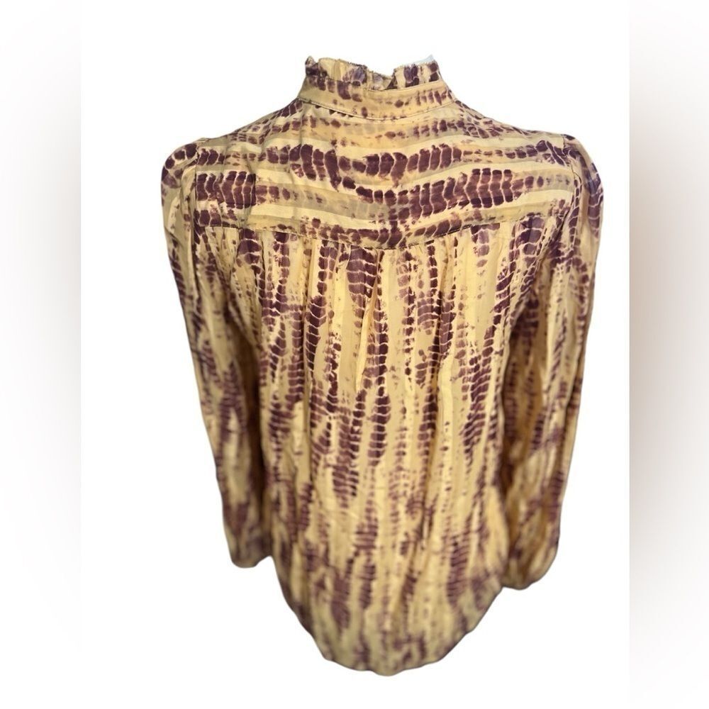 ANTHROPOLOGIE extra small Maritzia Tie-Dye Blouse yellow purple long sleeve - Picture 12 of 12
